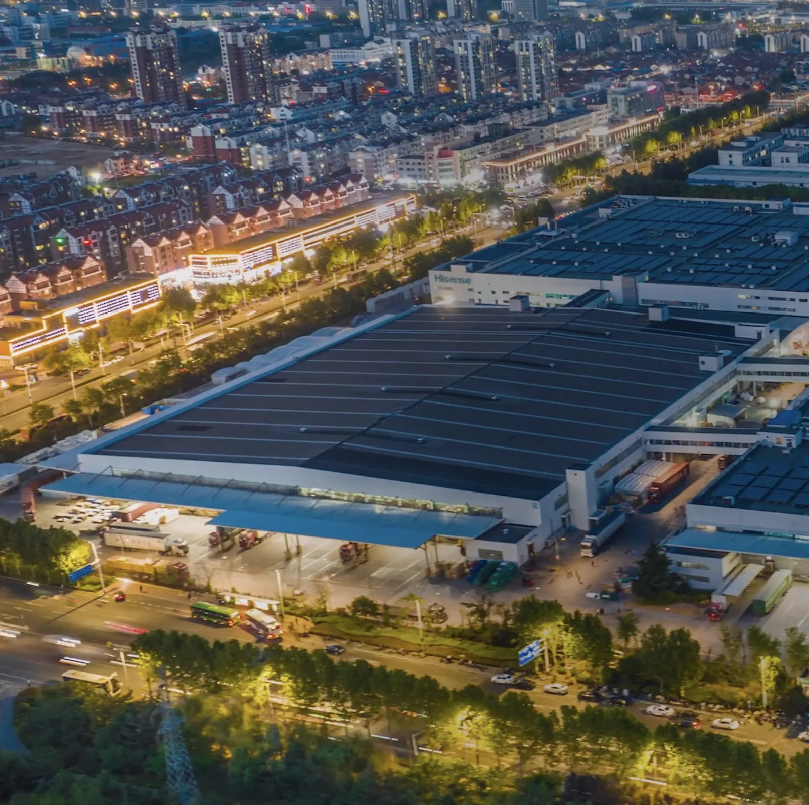 Toma aérea de la planta de manufactura de Hisense, una de las marcas que representamos